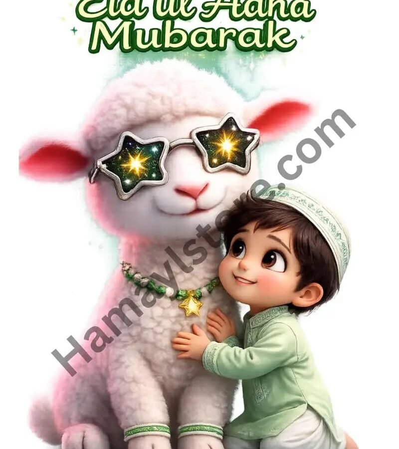 Eid ul Adha Mubarak Boy Sheep Heat Transfer Patch premium cute iron on patch Pakistan