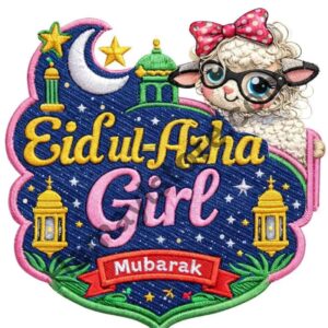 Eid-ul-Adha Girl Mubarak Heat Transfer Patch premium sheep iron on patch Pakistan