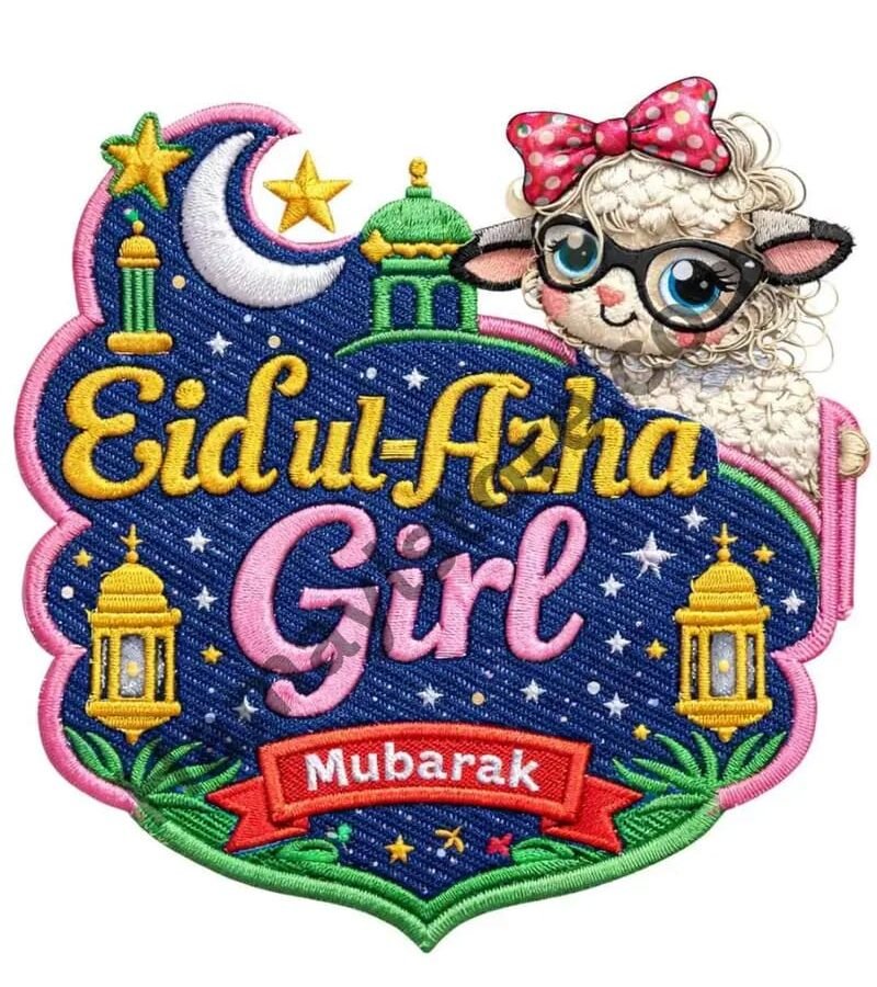 Eid-ul-Adha Girl Mubarak Heat Transfer Patch premium sheep iron on patch Pakistan