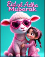 Eid ul Adha Mubarak Girl and Lamb Heat Transfer Patch premium cute iron on patch Pakistan