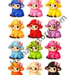 Colorful Lamb Patch Set of 12 premium cute sheep heat transfer mini patch bundle Pakistan
