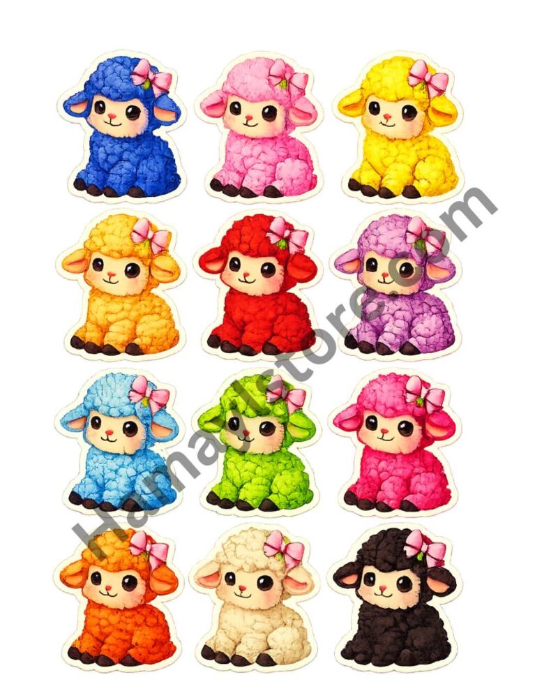 Colorful Lamb Patch Set of 12 premium cute sheep heat transfer mini patch bundle Pakistan
