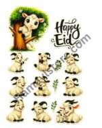 Happy Eid Goat Patch Set premium cute goat heat transfer mini patch bundle Pakistan