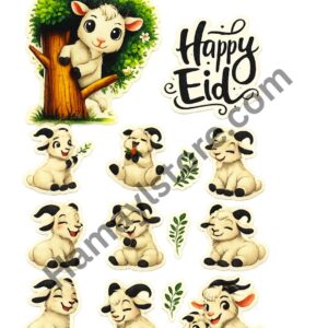 Happy Eid Goat Patch Set premium cute goat heat transfer mini patch bundle Pakistan