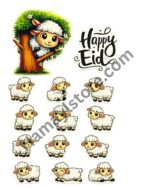 Happy Eid Lamb Patch Set premium cute sheep heat transfer mini patch bundle Pakistan