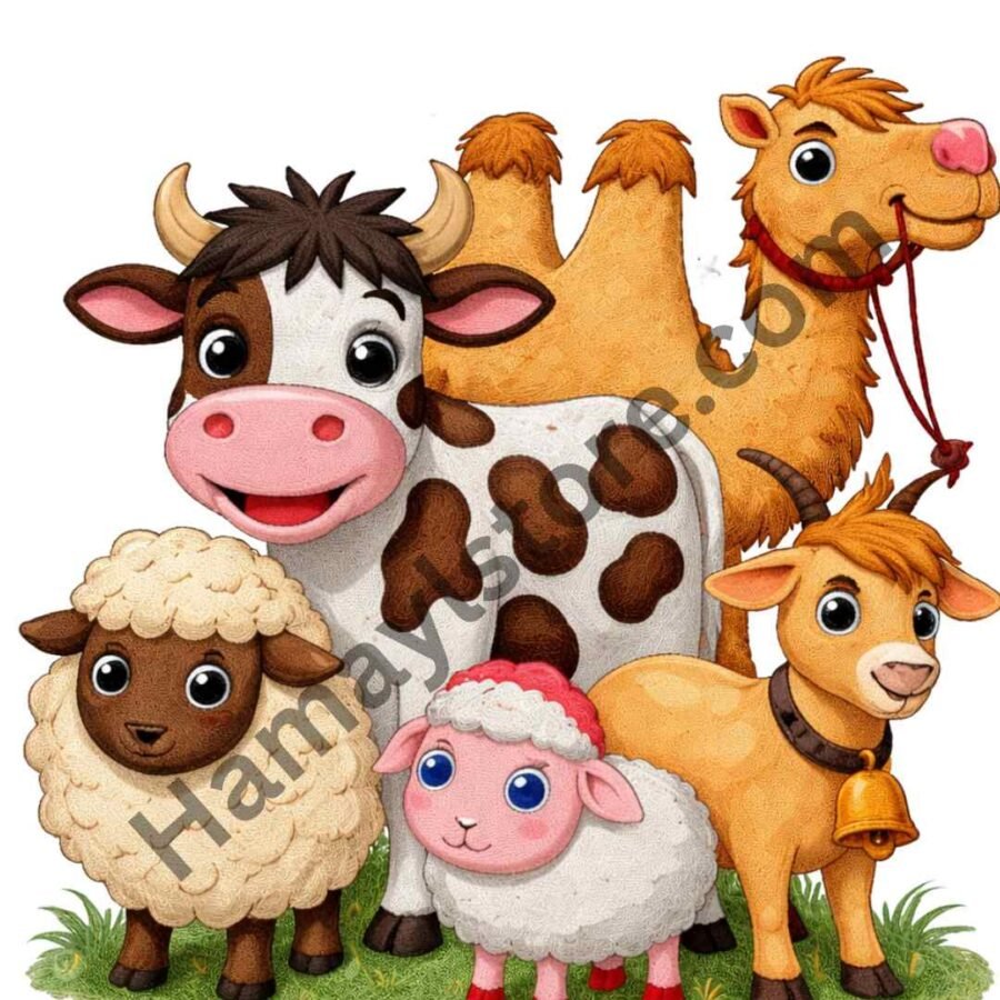 Eid Animal Group Heat Transfer Patch premium cow camel goat sheep iron on patch Pakistan