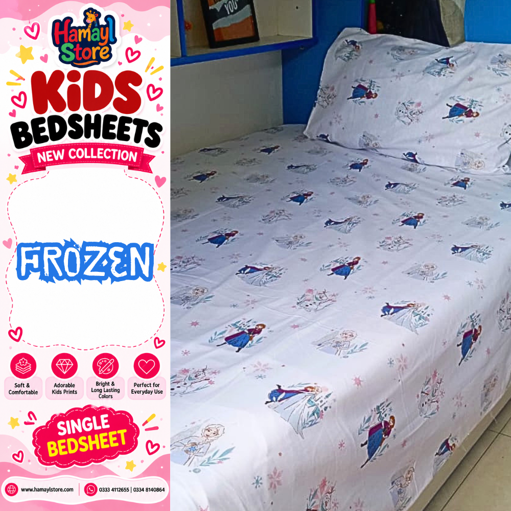 Frozen Kids Single Bedsheet with 1 Pillow Cover – kids bedsheet
