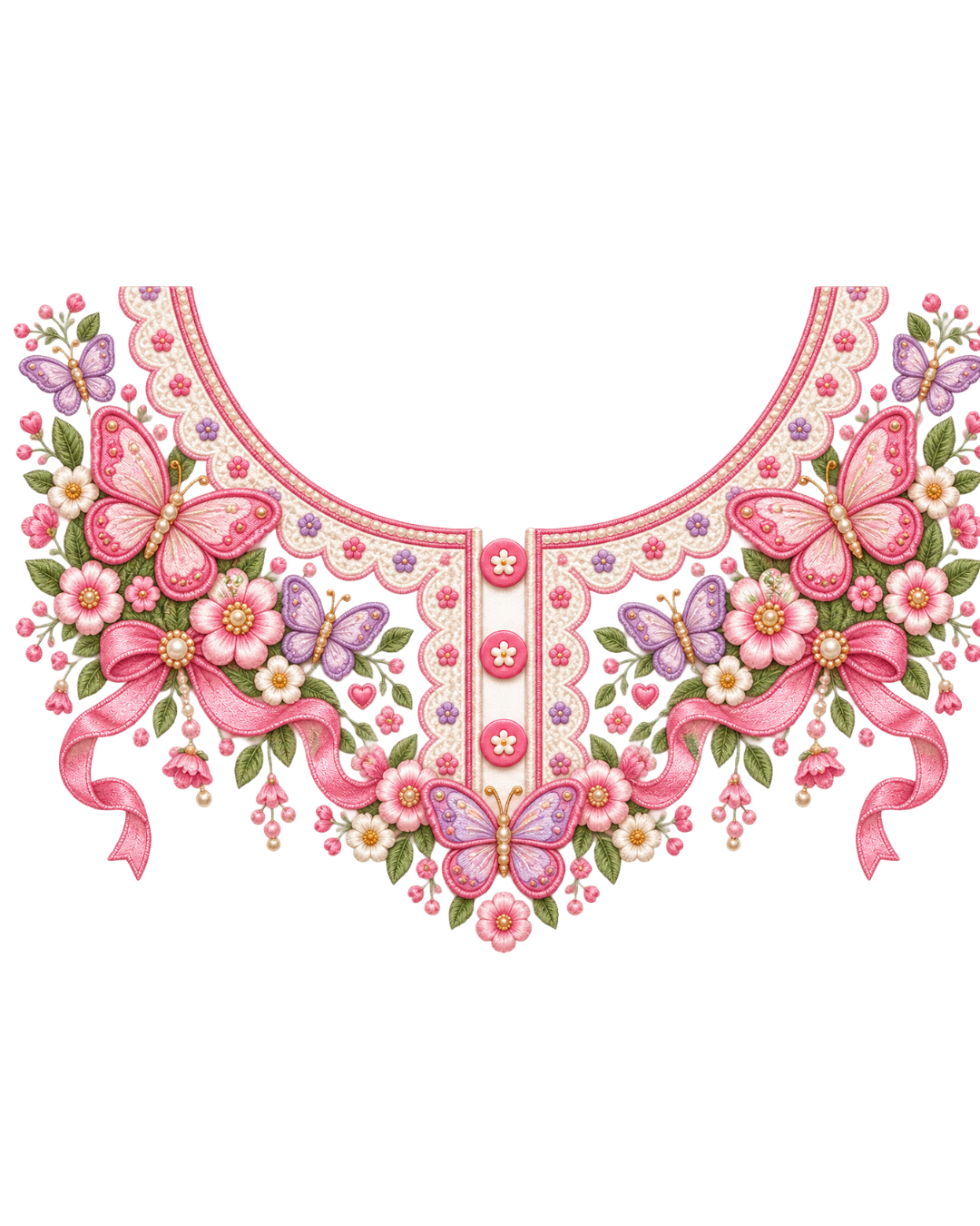P1006 Kids Neckline Design – Butterfly Bow Floral 8 Inch