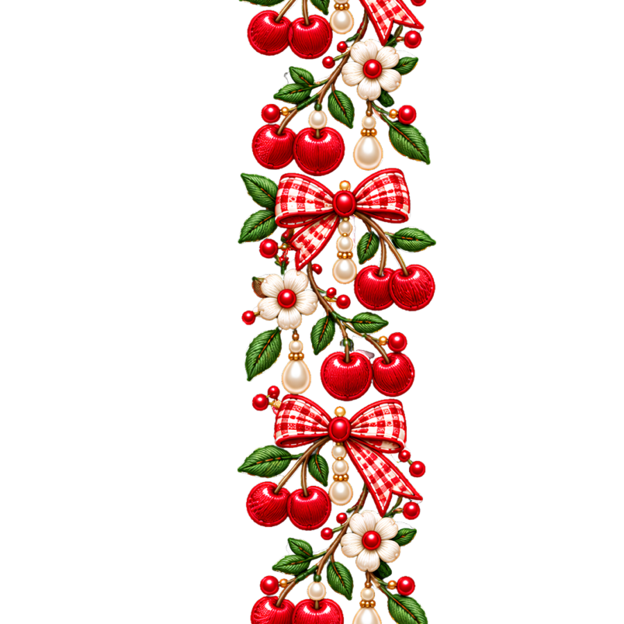 Cherry Bow Floral Pearl Border – 22 Inch – P10130