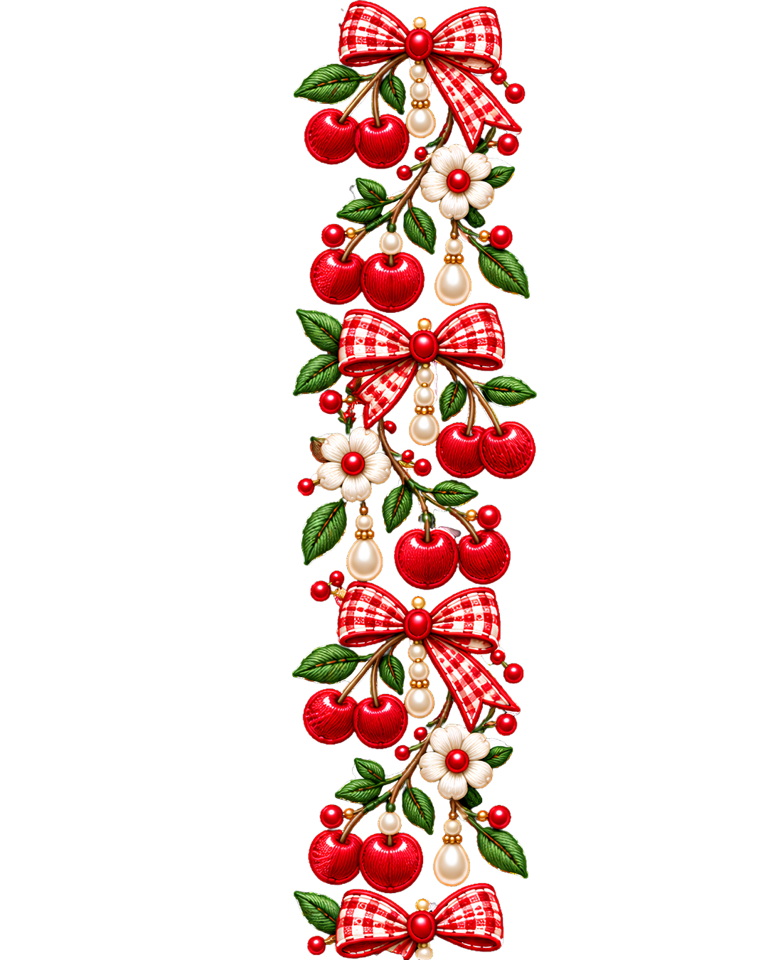 Cherry Bow Floral Pearl Border – 22 Inch – P10130