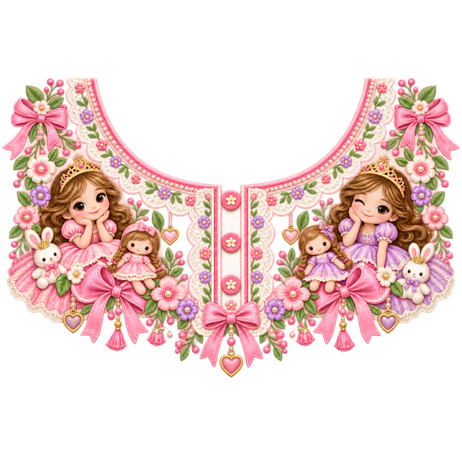 P1005 Kids Neckline Design – Doll & Bow Floral 8 Inch