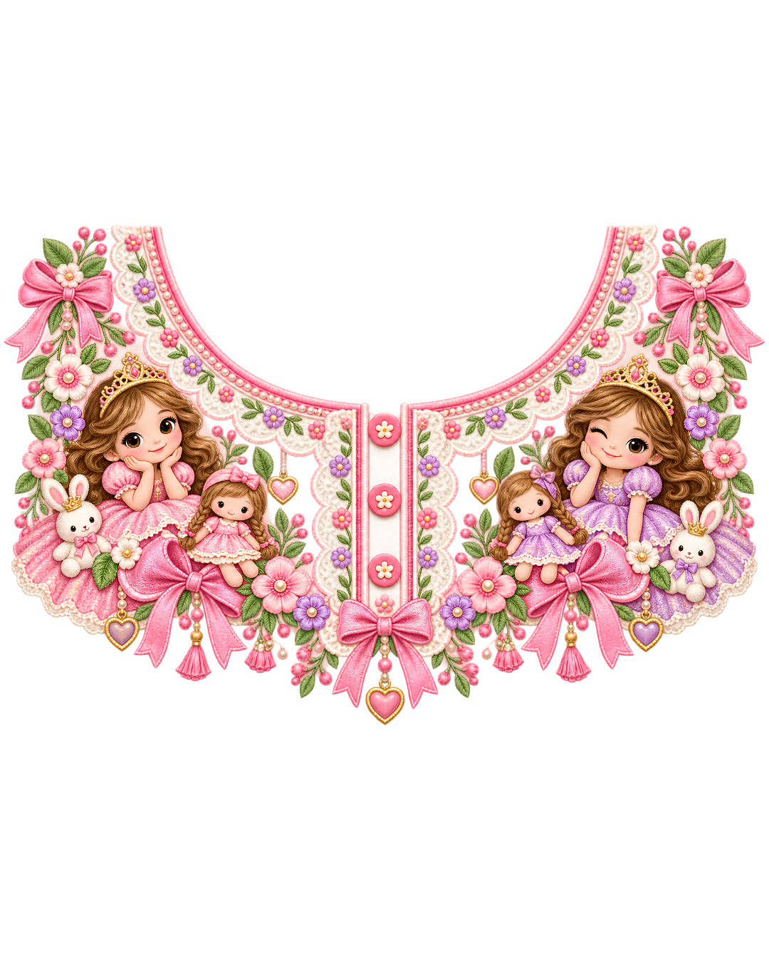 P1005 Kids Neckline Design – Doll & Bow Floral 8 Inch