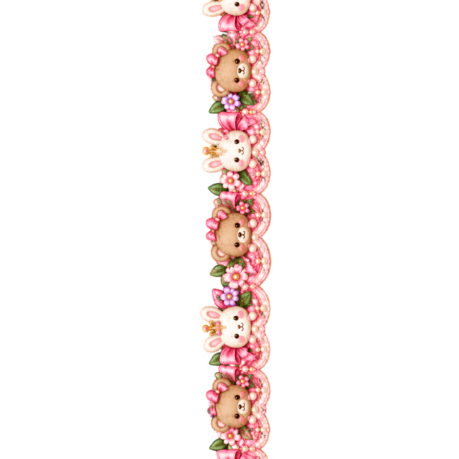 Kawaii Bunny & Teddy Floral Border – 22 Inch – P10128