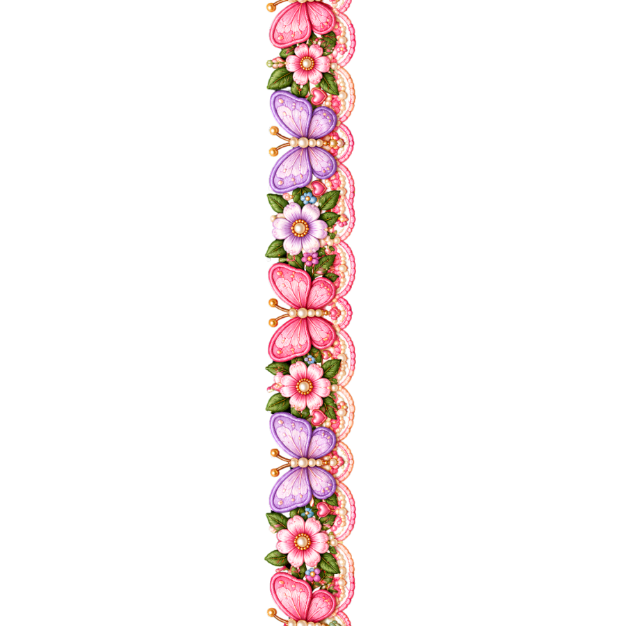 Kawaii Floral Butterfly Lace Border – 22 Inch – P10129