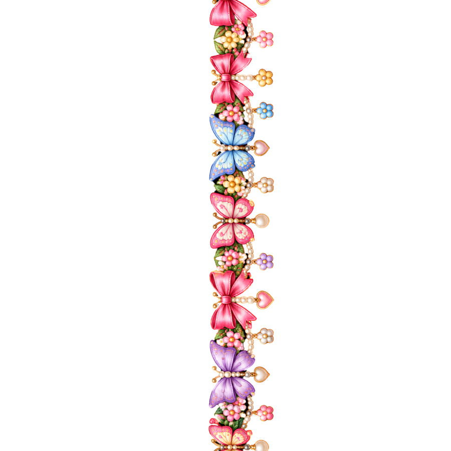 Kawaii Pastel Bow & Pearl Border – 22 Inch – P10127