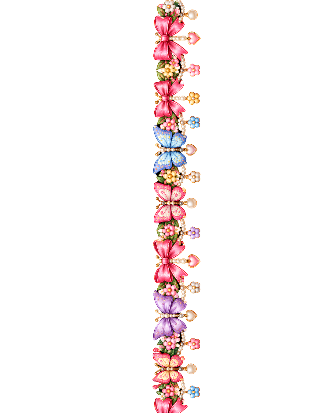 Kawaii Pastel Bow & Pearl Border – 22 Inch – P10127