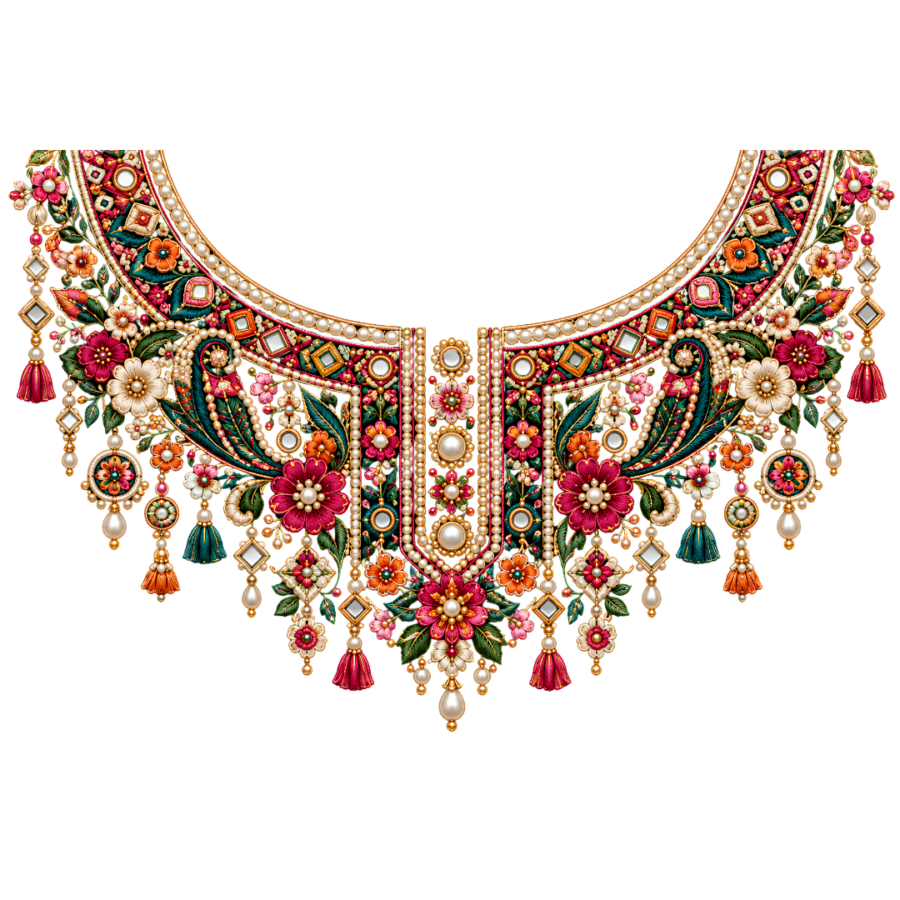 P1016 Kids Neckline Design – Multicolor Floral Mirror 8 Inch