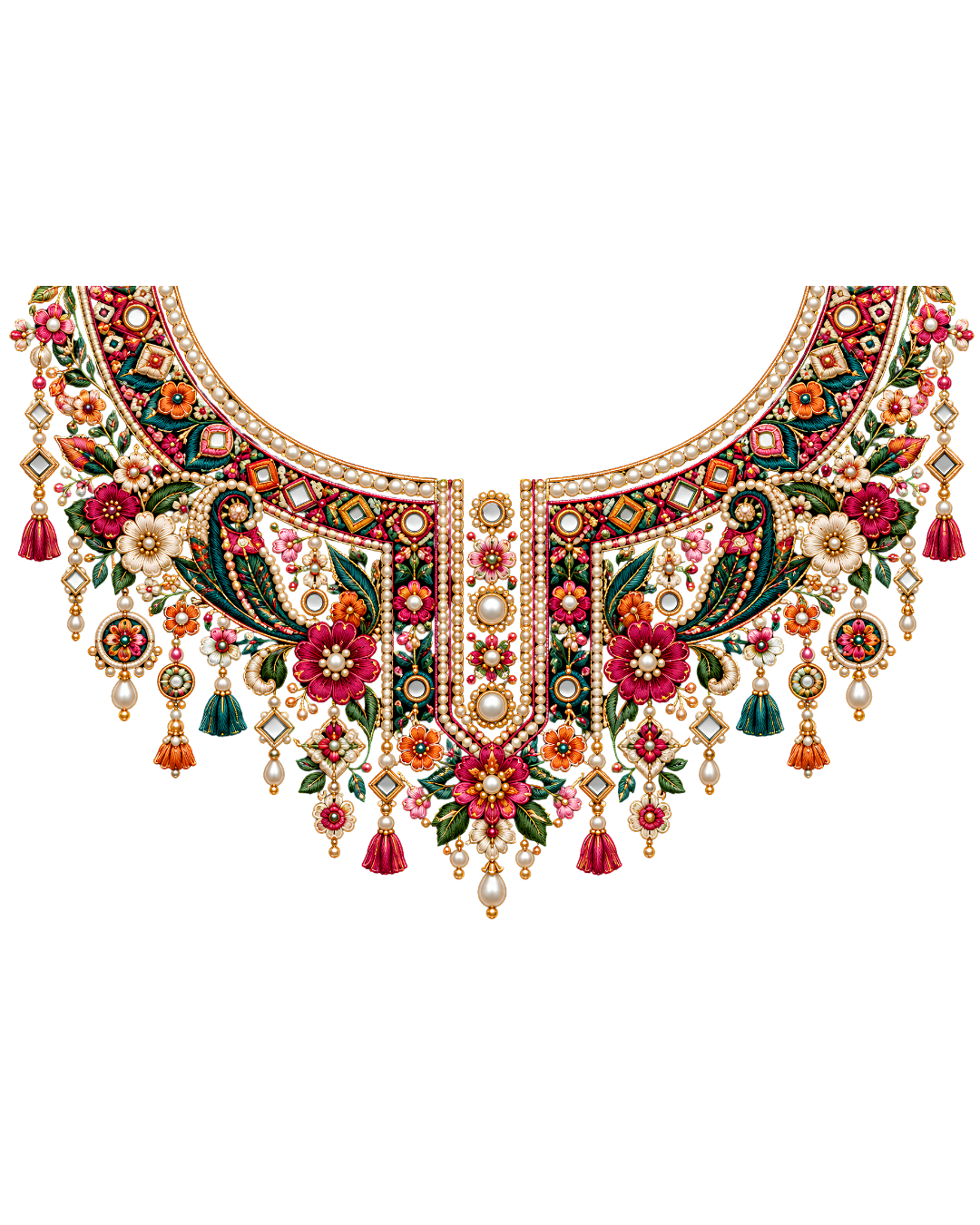 P1016 Kids Neckline Design – Multicolor Floral Mirror 8 Inch