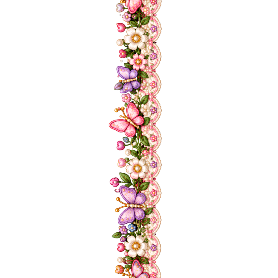Pastel Butterfly Floral Lace Border – 22 Inch – P10126