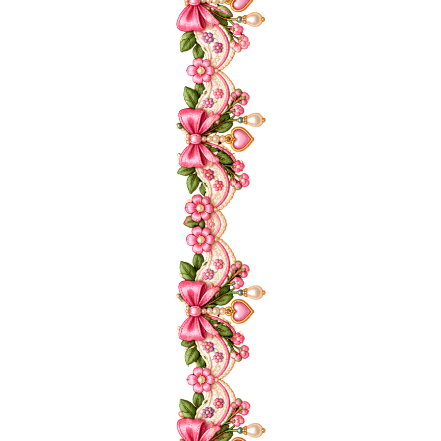 Pink Bow Floral Pearl Garland Border – 22 Inch – P10124