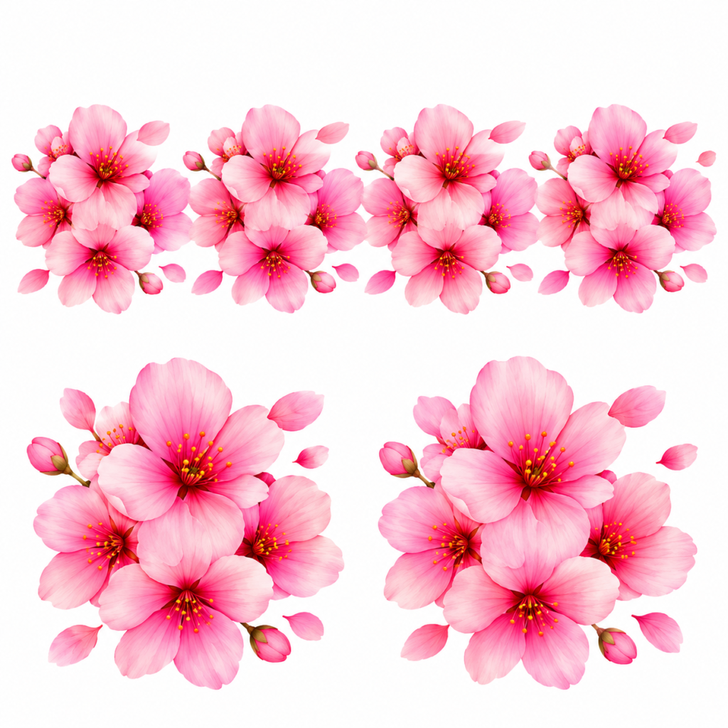 Pink Cherry Blossom Patch Set – P10139 – flower iron-on patch