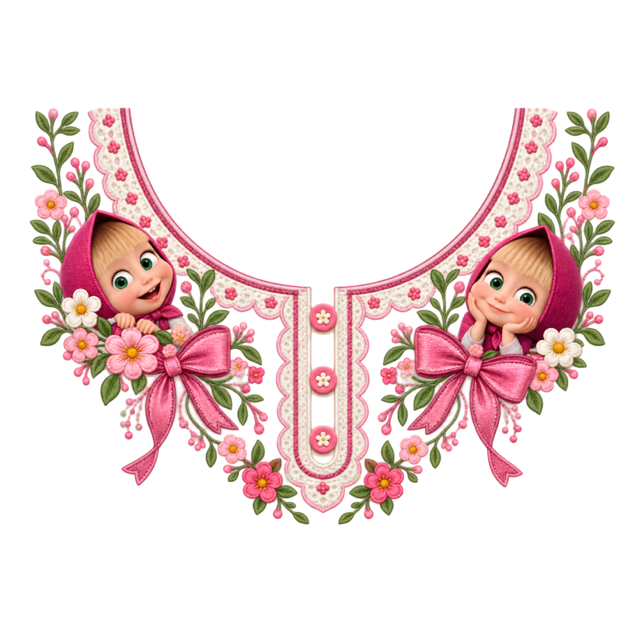 P1017 Kids Neckline Design – Princess Doll Bow Floral 8 Inch