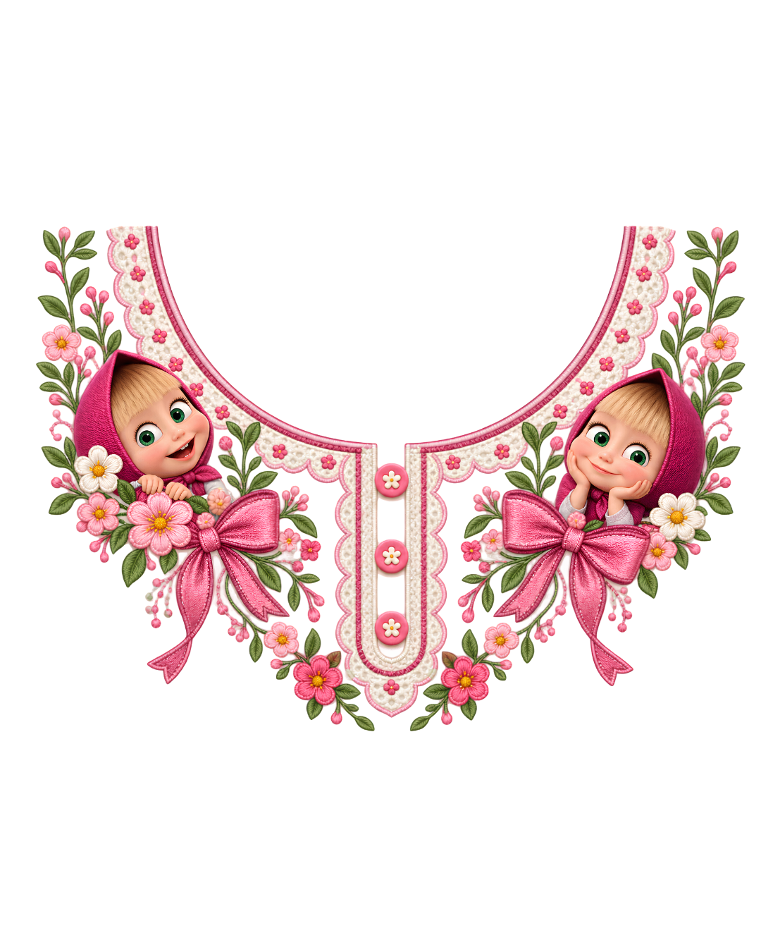 P1017 Kids Neckline Design – Princess Doll Bow Floral 8 Inch