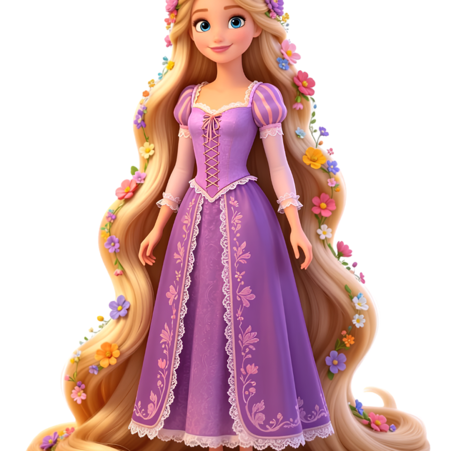 P1011 Kids Princess Doll Patch – Purple Floral Dress