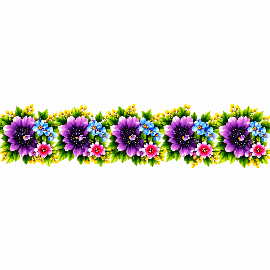 Purple Floral Garland Border – P10141 – border iron-on patch