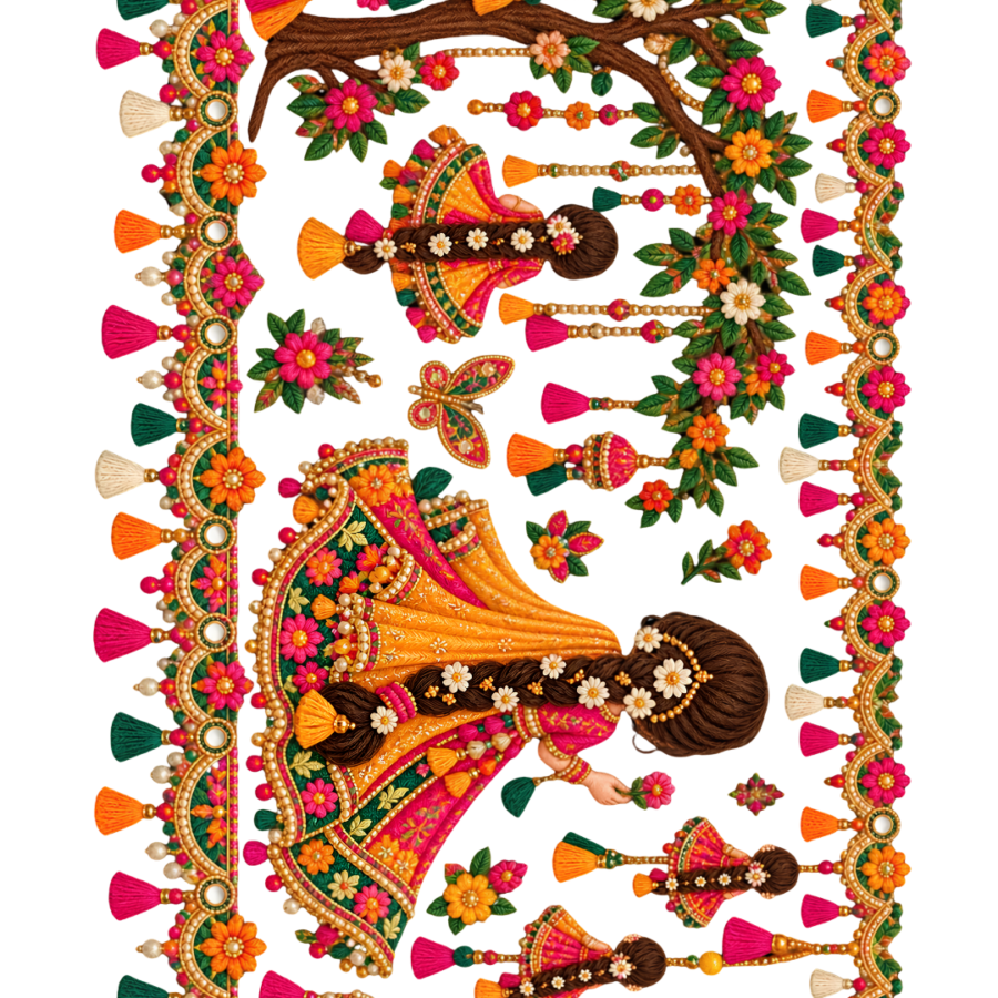 Traditional Mehndi Floral Big Border –22 inch - P10121
