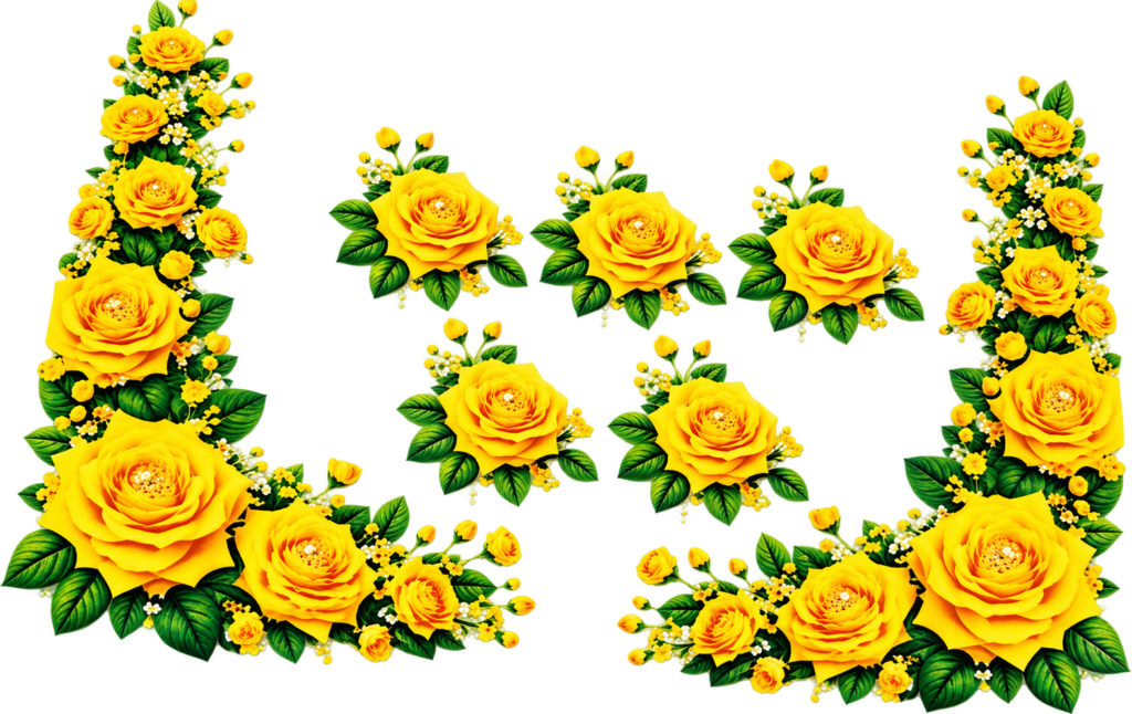 Yellow Rose Floral Corner Frame – P10135 – flower iron-on patch