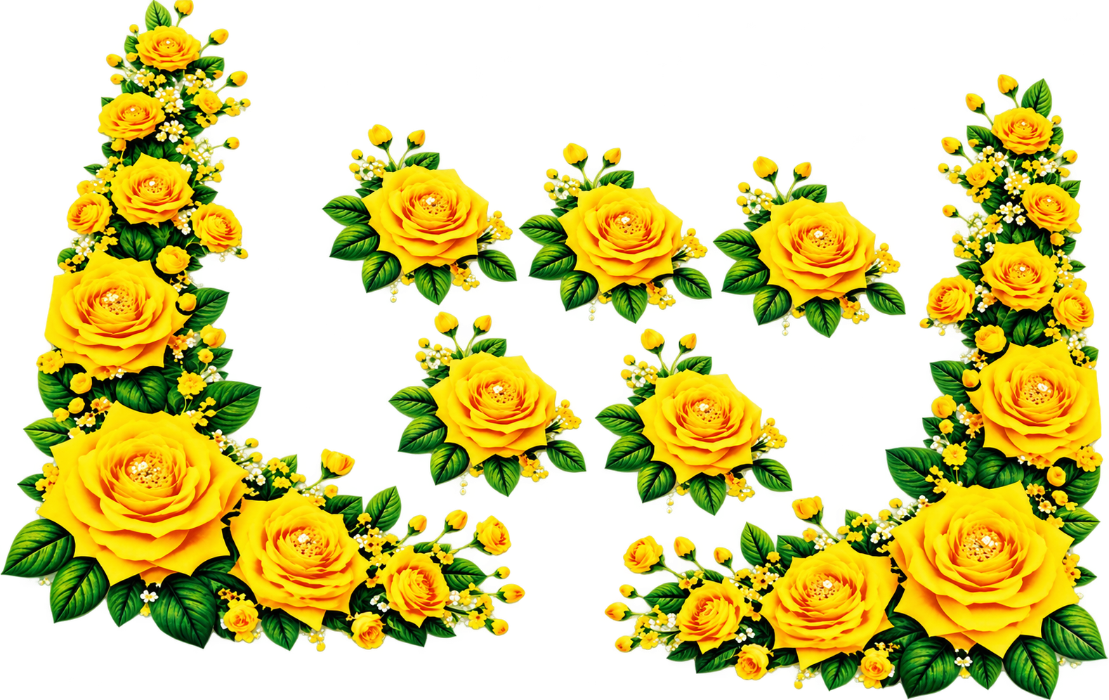 Yellow Rose Floral Corner Frame – P10135 – flower iron-on patch