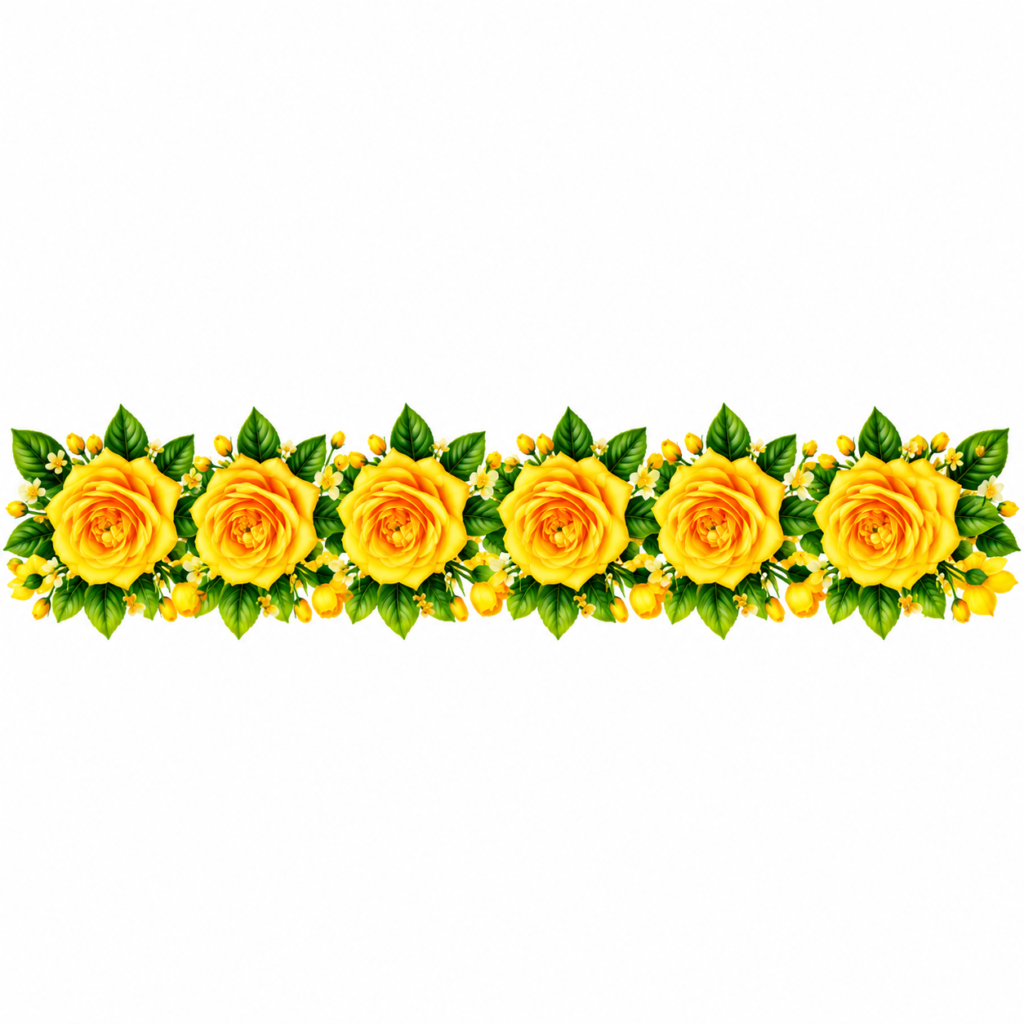 Yellow Rose Garland Border – P10143 – border iron-on patch
